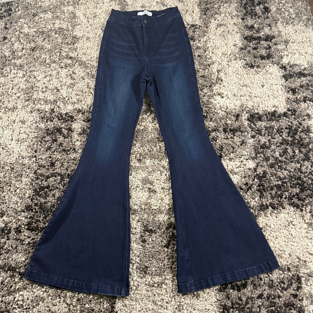 Kancan High Rise Flare Jeans Dark Wash Bell Bottom KC6247D Size 7/27